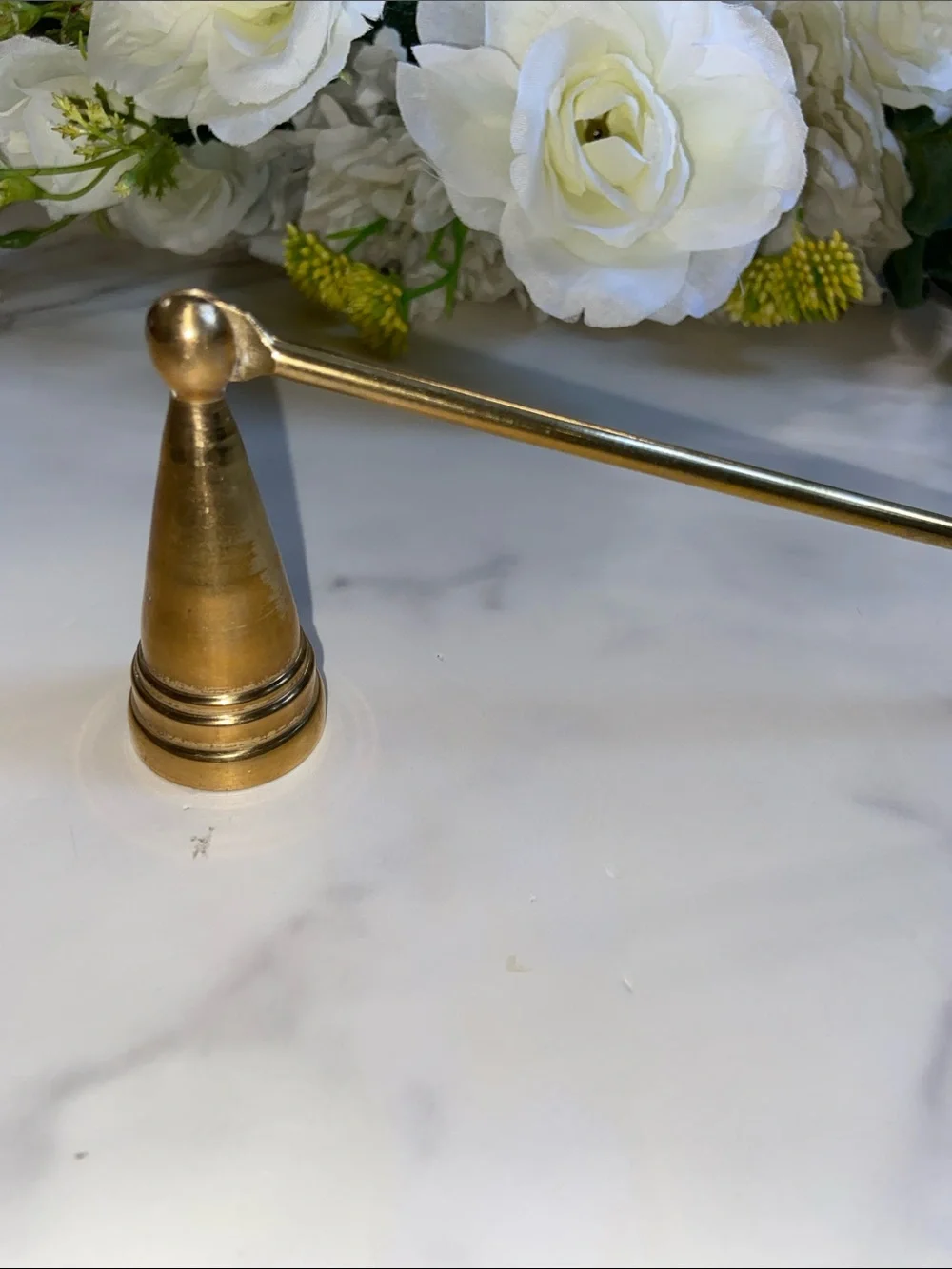 Vintage Brass Candle Snuffer with Long Handle - Classic Home Bath Accessory